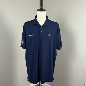 Rhoback Performance Golf Polo Company Logo & Sleeve Patch Navy Blue Men's XXL